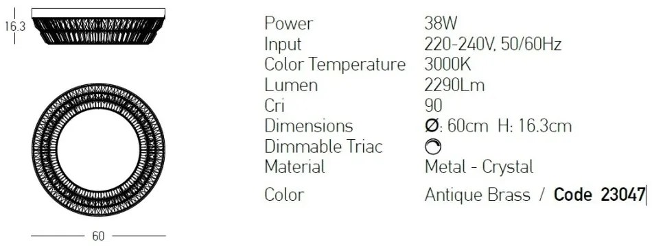Lustra LED dimabila aplicata design elegant Luxury D-60cm