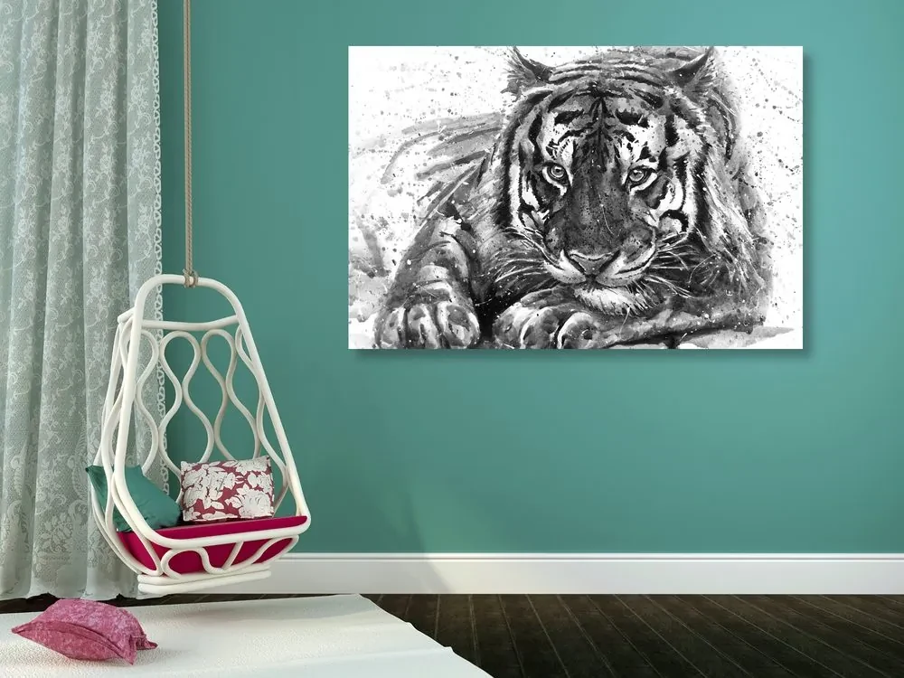 Tablou prădătorul animalelor în design alb-negru