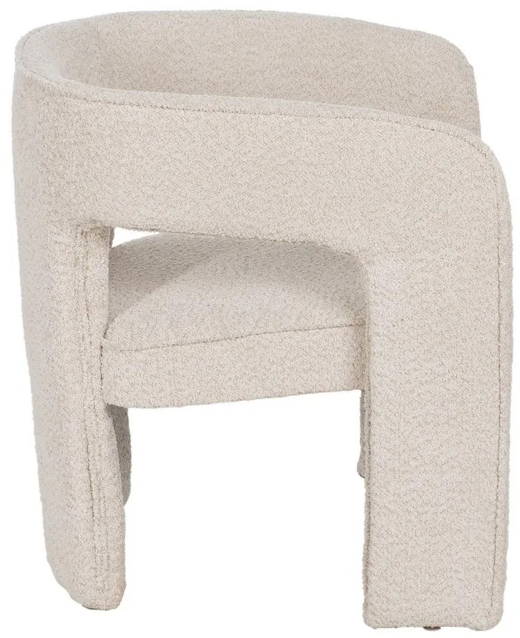 Fotoliu bej cu tapițerie din țesătură bouclé – Ixia