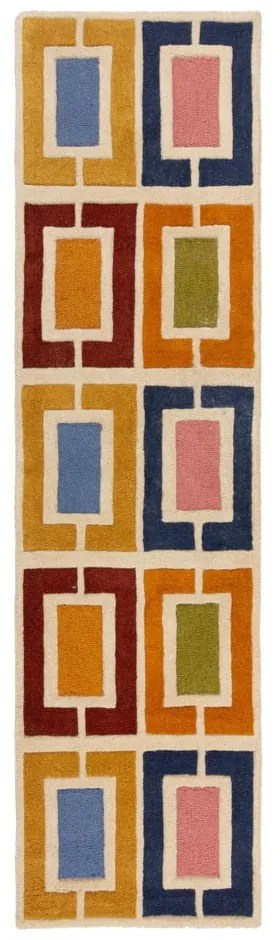 Covor tip traversă țesut manual din lână 60x230 cm Retro Blocks – Flair Rugs