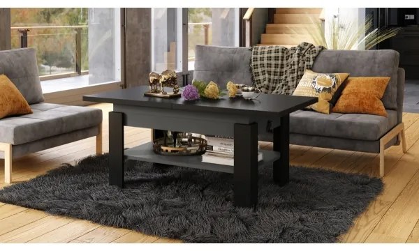 Masă extensibilă de cafea/masă de dining ROY cu blat elevabil, negru/antracit