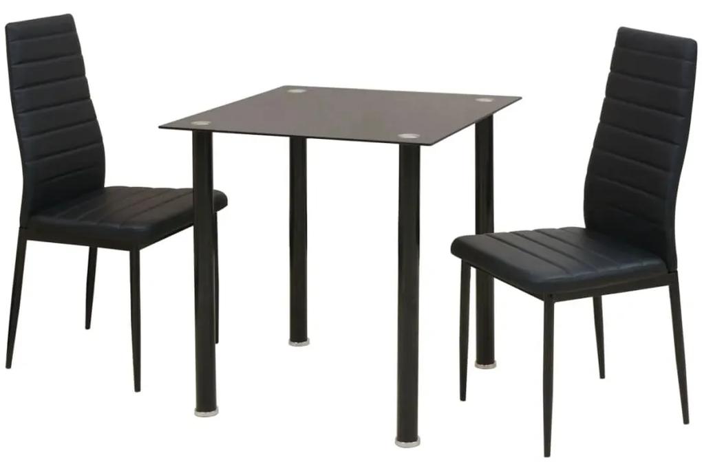 242932 vidaXL Set masă și scaune de bucătărie, trei piese, negru