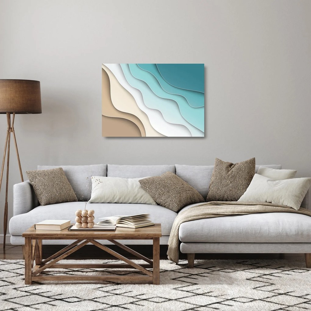 Tablou pe sticlă abstract cu plaja mării (70x50 cm)