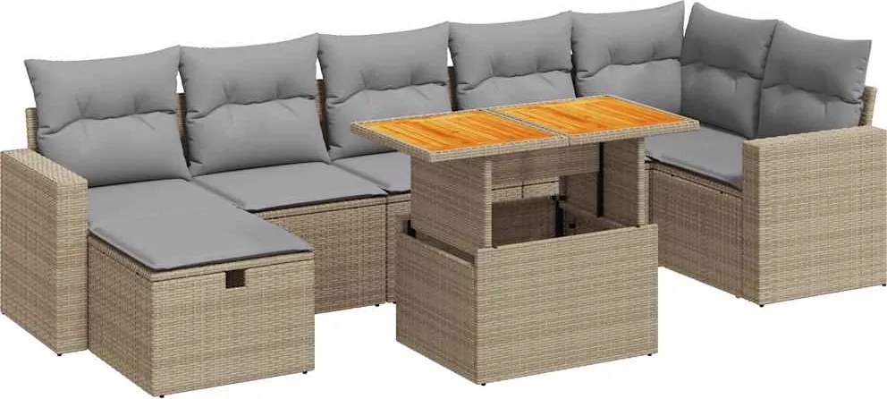 vidaXL Set canapele de grădină cu perne 5 piese bej poliratan/acacia