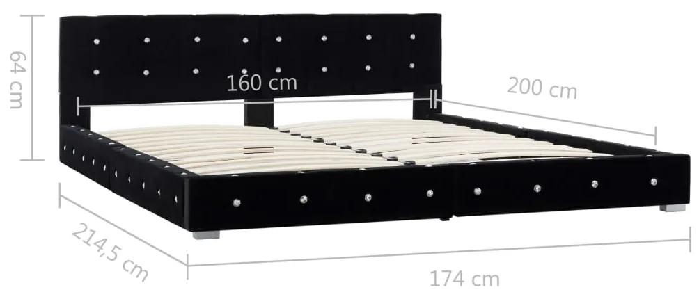 Cadru de pat, negru, 160 x 200 cm, catifea Negru, 160 x 200 cm