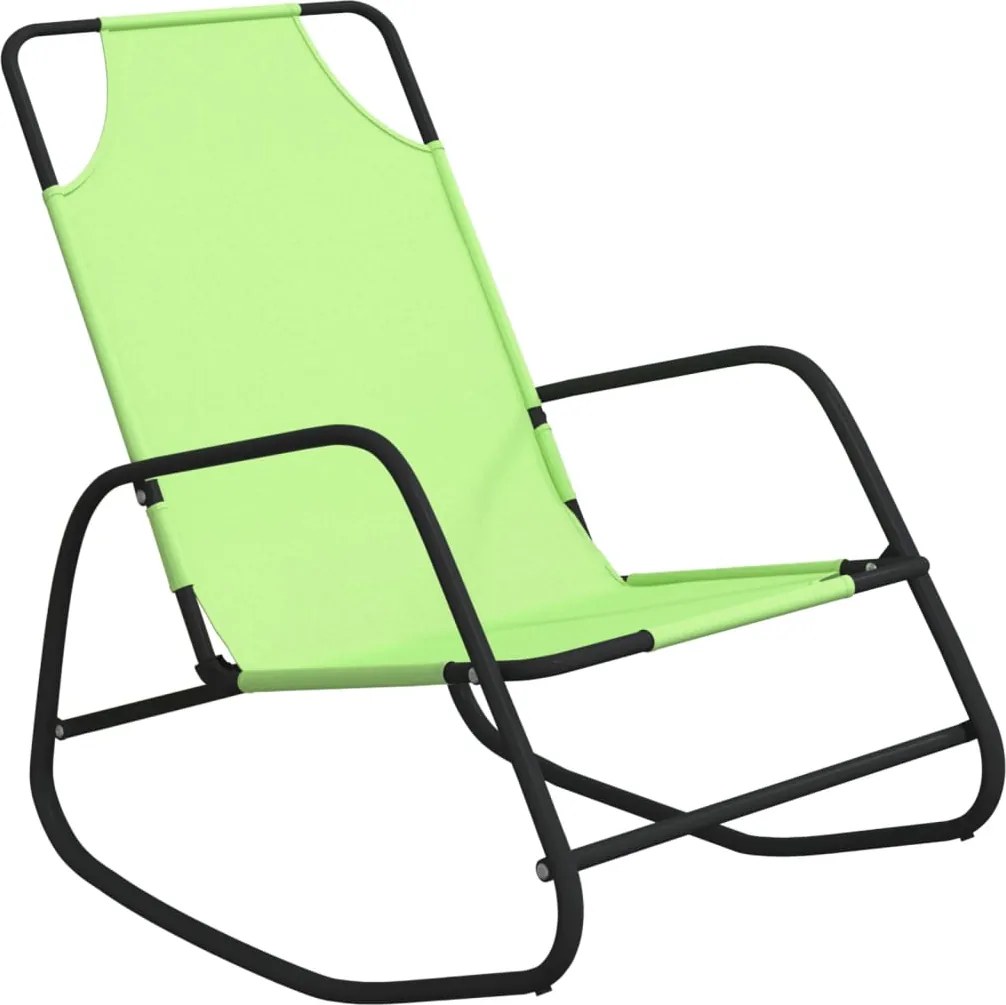 vidaXL Șezlong balansoar, verde, oțel și textilenă