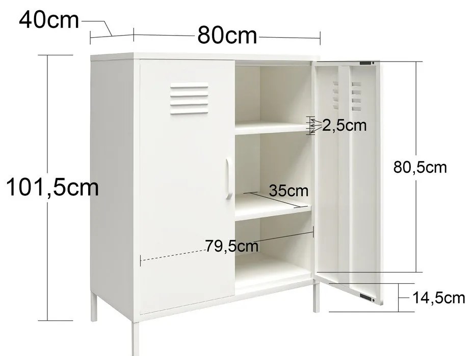 Dulap negru din metal 40x102x80 cm Mission District – Støraa