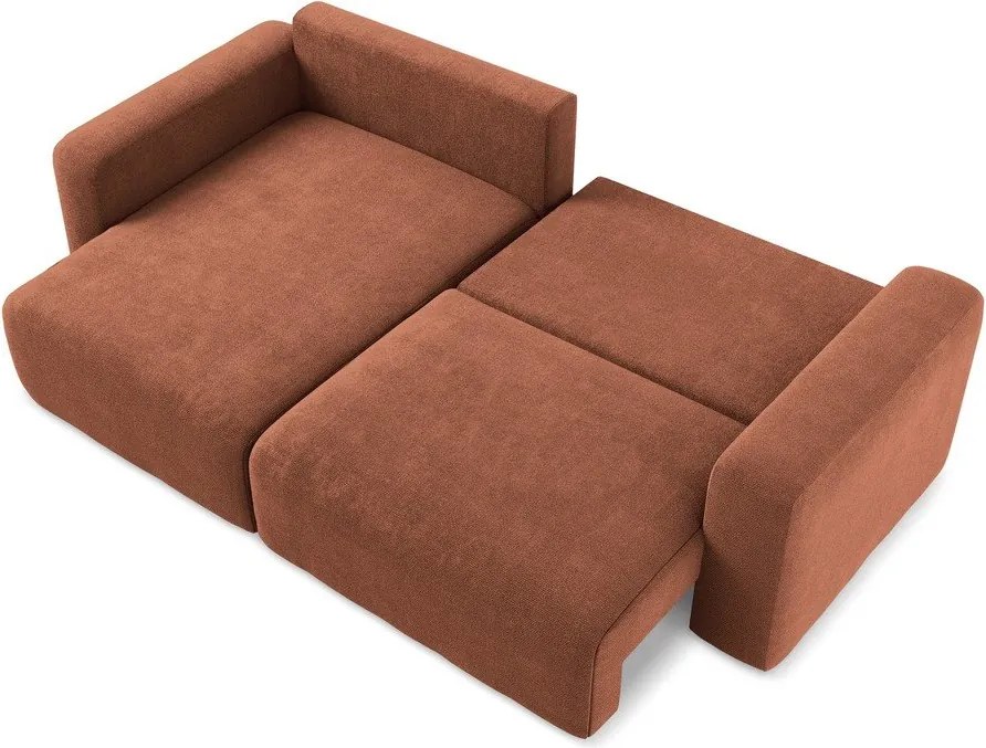 Colțar teracotă extensibil/cu spațiu de depozitare cu tapițerie din chenille (cu colț pe partea stângă/cu șezlong) Kona – Makamii