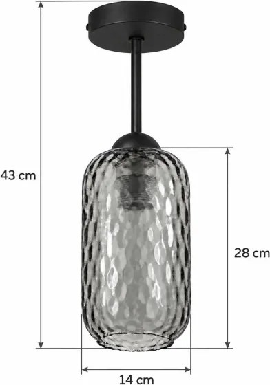 BRILAGI - LED plafonieră R GLASS 1xE27/60W/230V Ø 14 cm negru/gri fumuriu