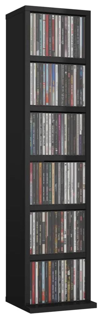 Dulap CD-uri, negru extralucios, 21x20x88 cm, lemn compozit 1, negru foarte lucios