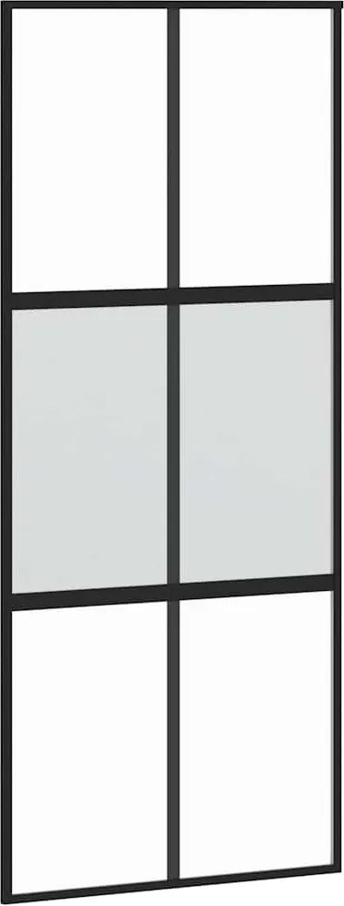 vidaXL Ușă glisantă, negru, 90x205 cm, sticlă securizată și aluminiu
