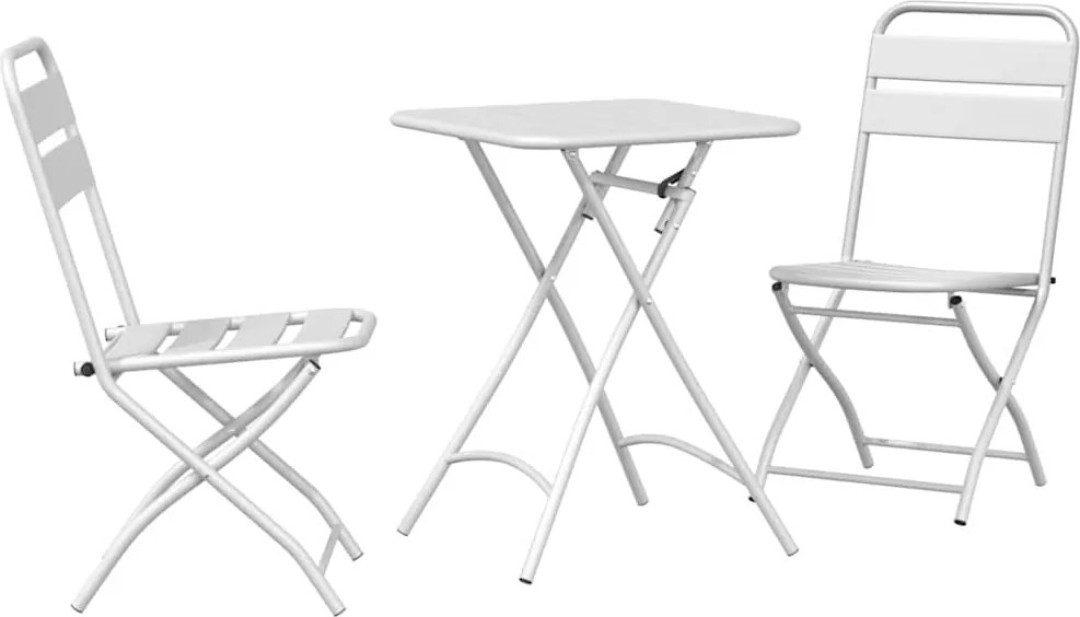 vidaXL Set bistro 3 pcs Alb Oțel