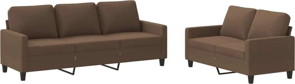 vidaXL Set de canapele cu perne, 2 piese, maro, textil