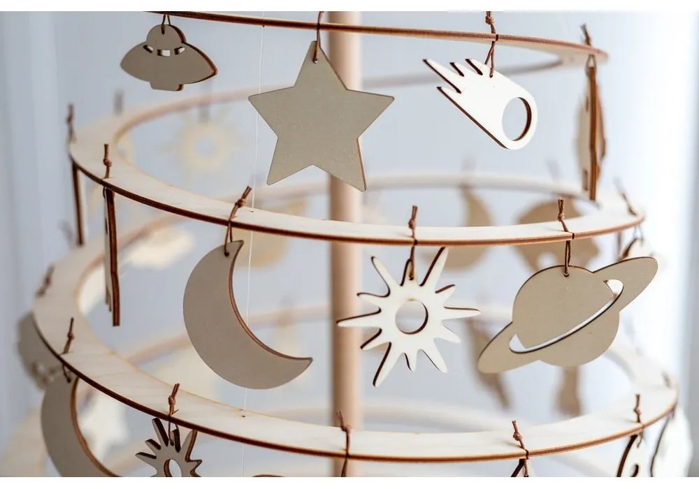 Set 8 decorațiuni de Crăciun din lemn Spira Medium