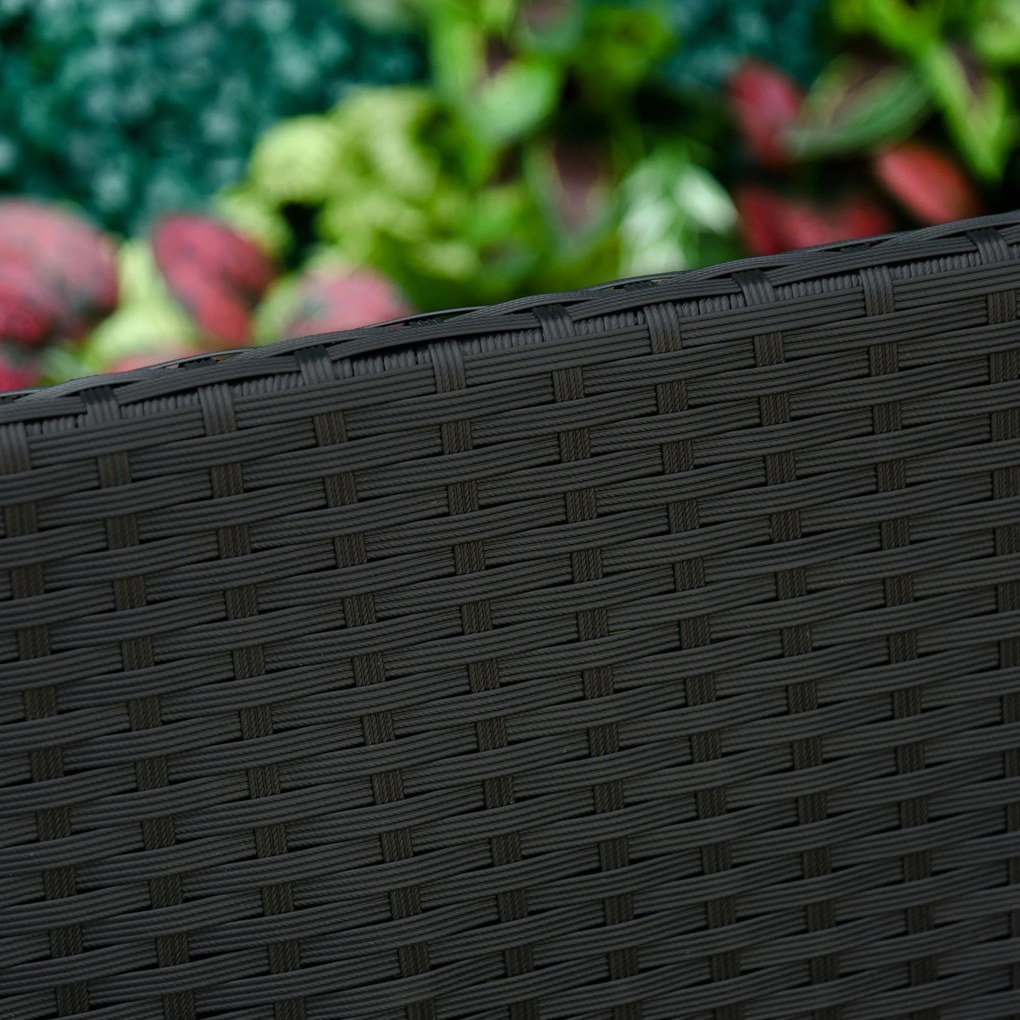 Outsunny Banca de Gradina si de Exterior din Ratan Banca din Ratan Negru 2 Locuri, 122x60x87cm