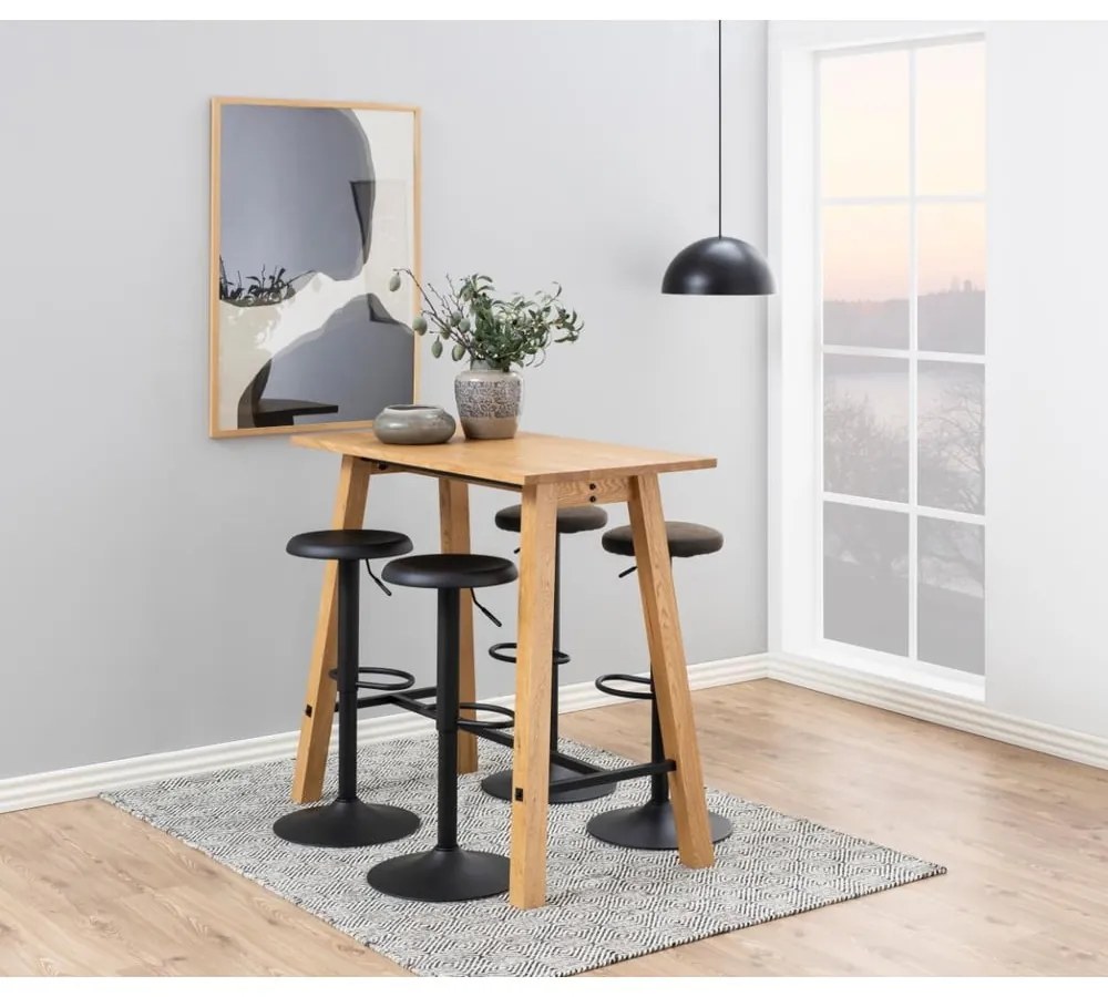 Scaun de bar gri cu înălțime ajustabilă tapițat (înălțime șezut 62 cm) Finch – Actona