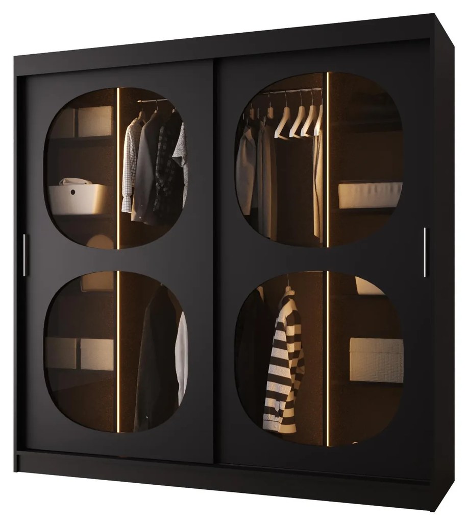 Dulap de haine 200 cm Boomer 2 (Negru) (cu iluminat). 1126268
