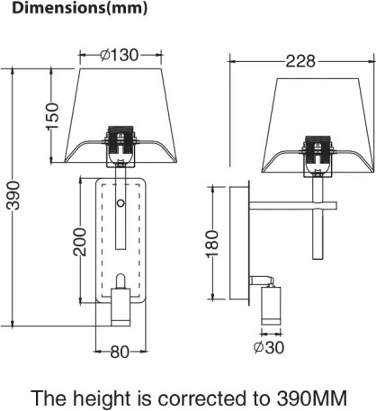 Zuma Line W4106-2BK+WH-LED Aplica de perete LUNA 1xE27/40W/230V + LED/2,5W negru/alb