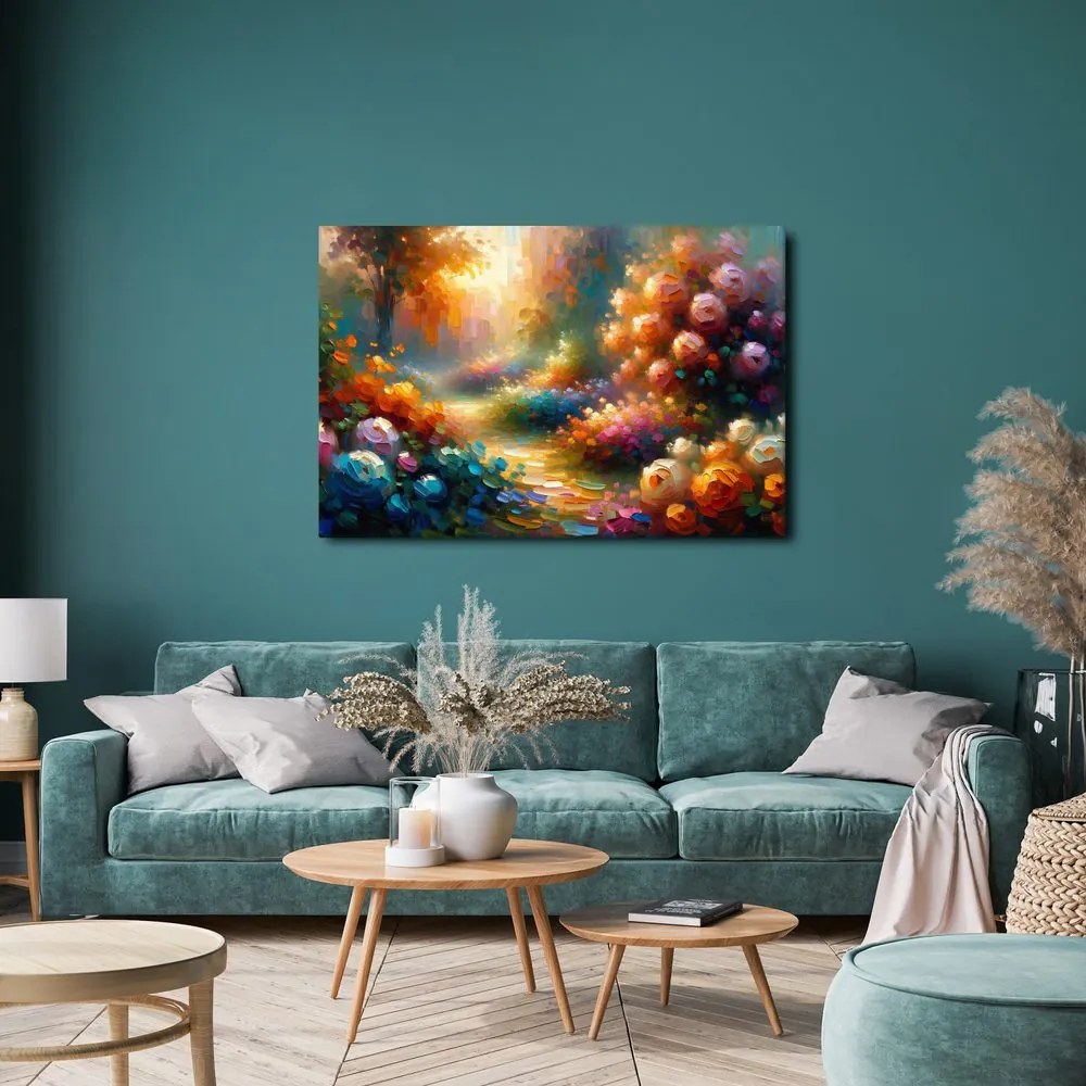 Tablou drum printre flori