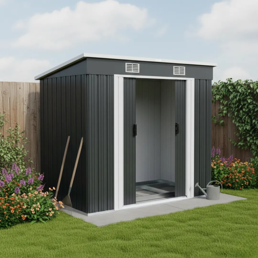 Căsuță de grădină pentru unelte L, 196x122x182 cm, antracit Jurhan