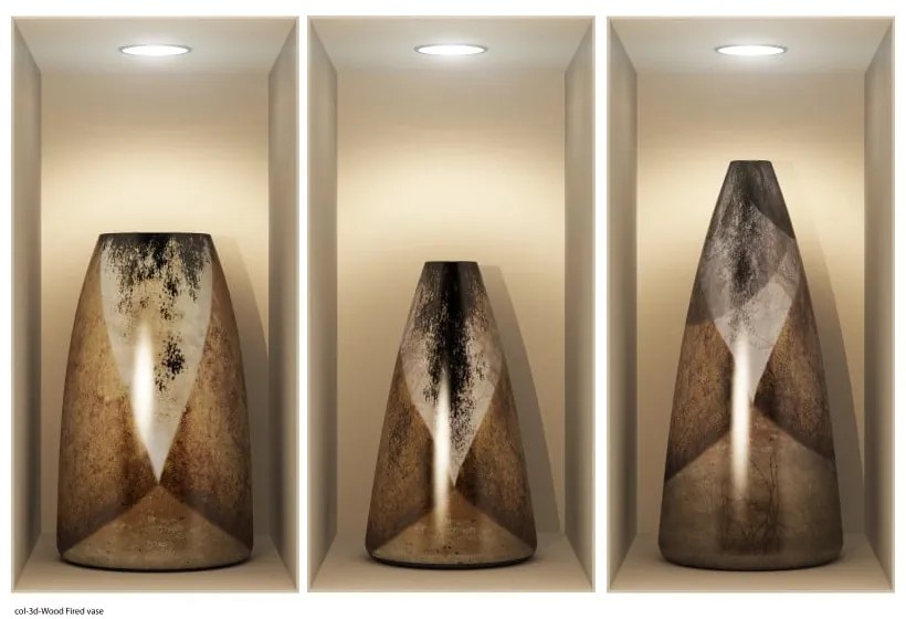 Set 3 autocolante cu efect 3D Ambiance Wooden Vases