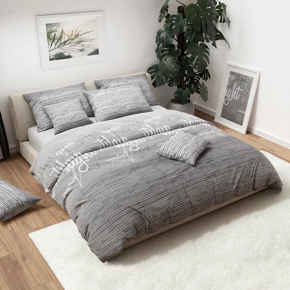 Lenjerie de pat din bumbac gri GREY DREAM Dimensiune lenjerie de pat: 70 x 90 cm | 140 x 200 cm