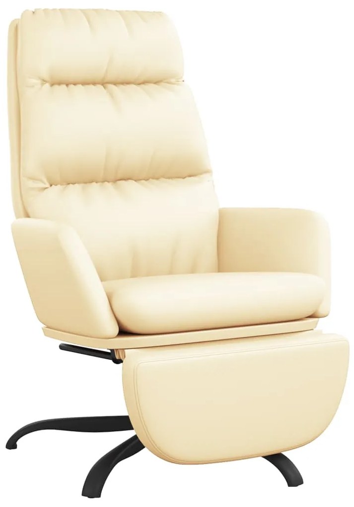 3097543 vidaXL Scaun de relaxare cu taburet, crem, piele ecologică