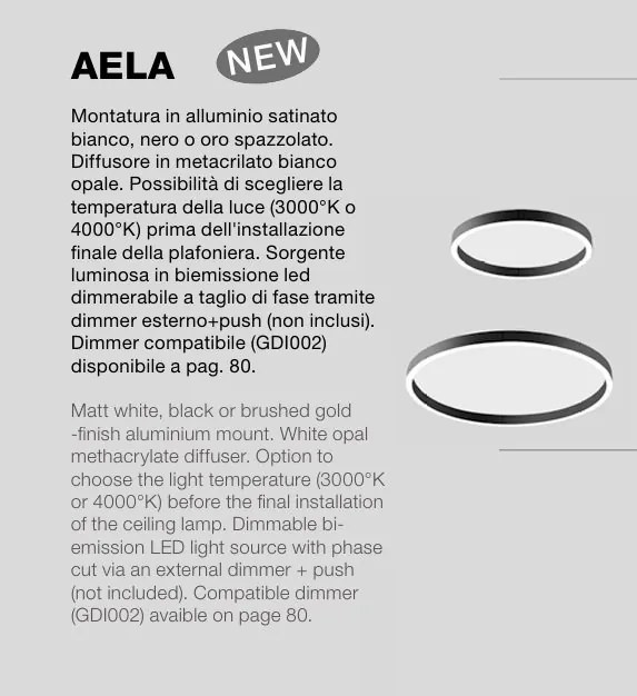 Plafoniera LED design slim AELA 80cm, auriu, alb sau negru