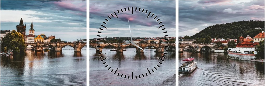 Tablou cu Vltava (cu ceas) (90x30 cm)