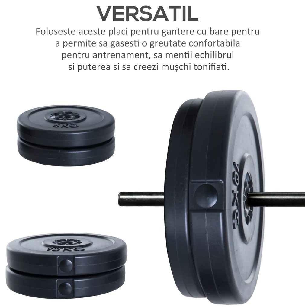 HOMCOM Set Greutăți pentru Haltere 30KG, 4 Discuri - 2x5kg și 2x10kg, Antrenament Fitness | Aosom Romania