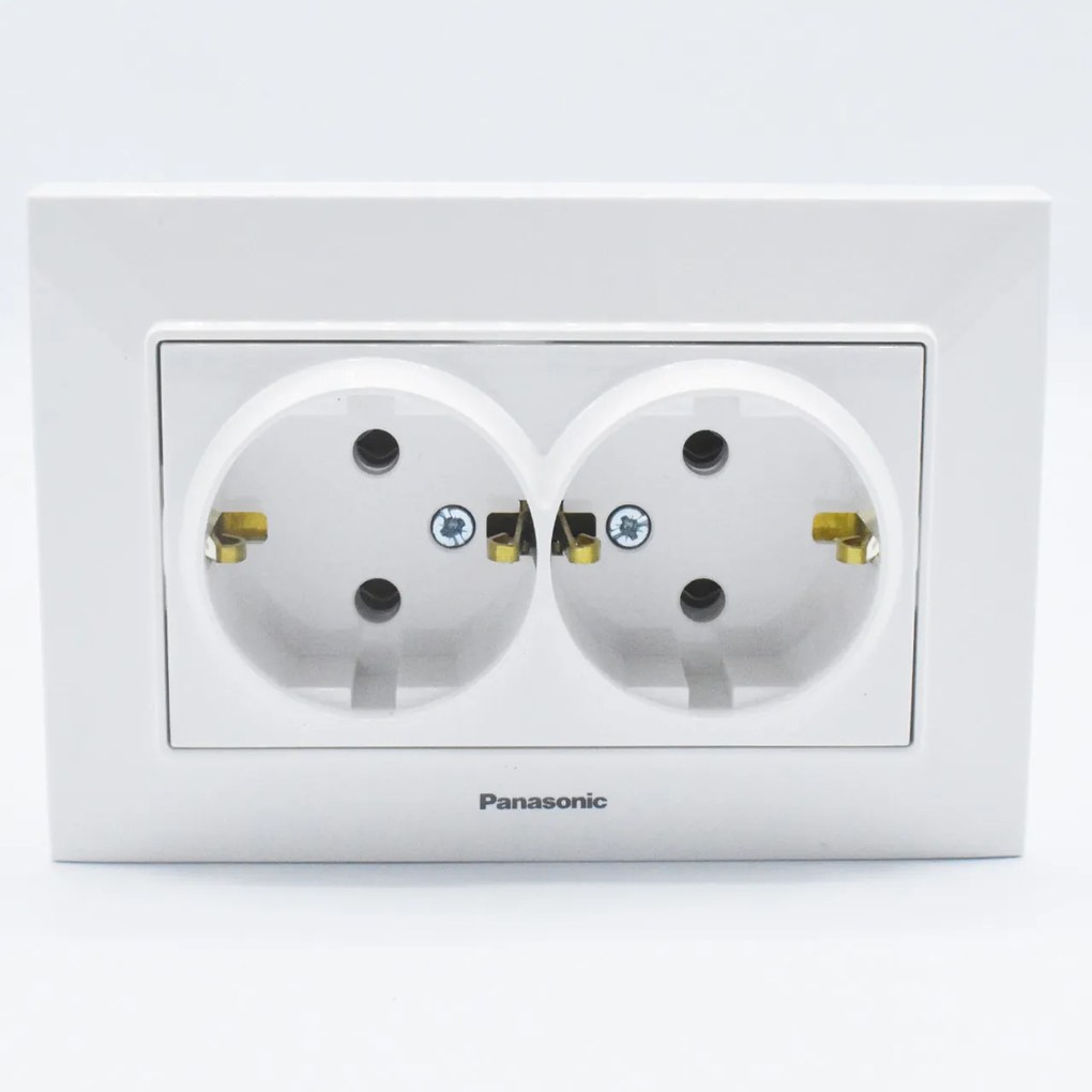 Priza dubla cu impamantare, 16A, IP20, Alb, Arkedia Slim