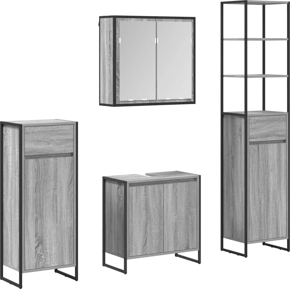 vidaXL Set de mobilier pentru baie cu sertar Gri Sonoma Lemn compozit