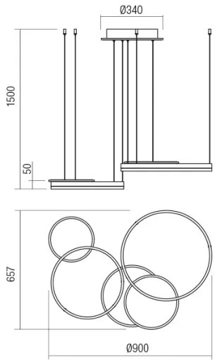 Redo 01-2605 - Lustra LED dimerizabilă suspendată pe cablu SIGUA LED/99W/230V CRI 90 albă