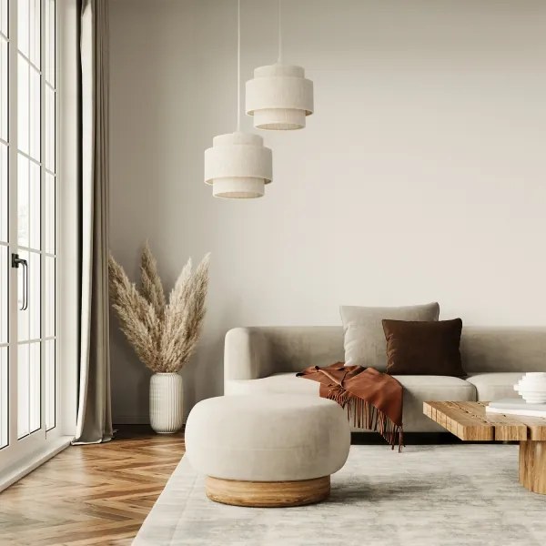 Lustră suspendată pe cablu BOHO, 2xE27/60W/230V, albă