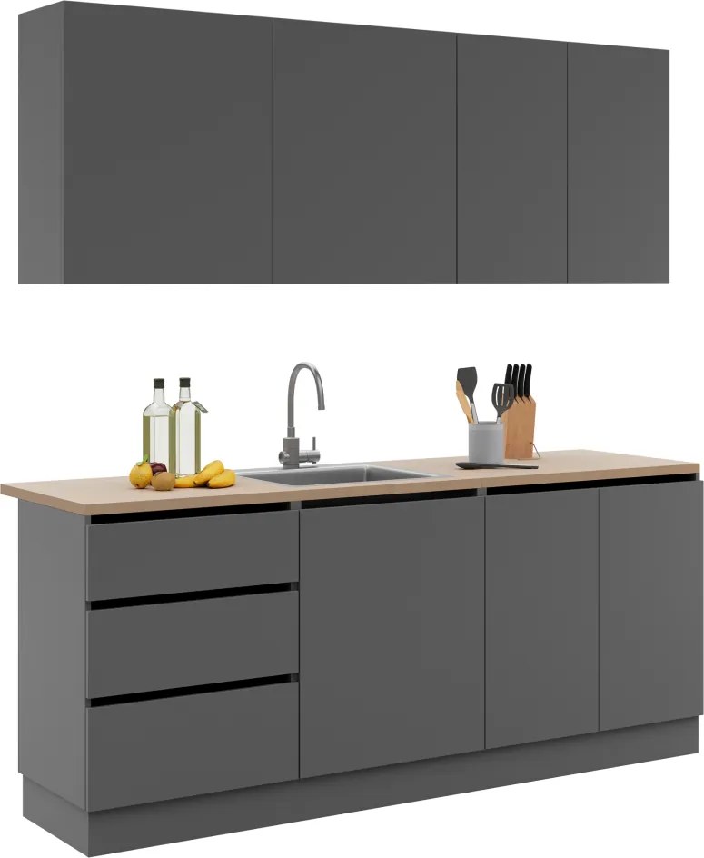 Mobilier de bucătărie, 2 m, grafit, ASTI