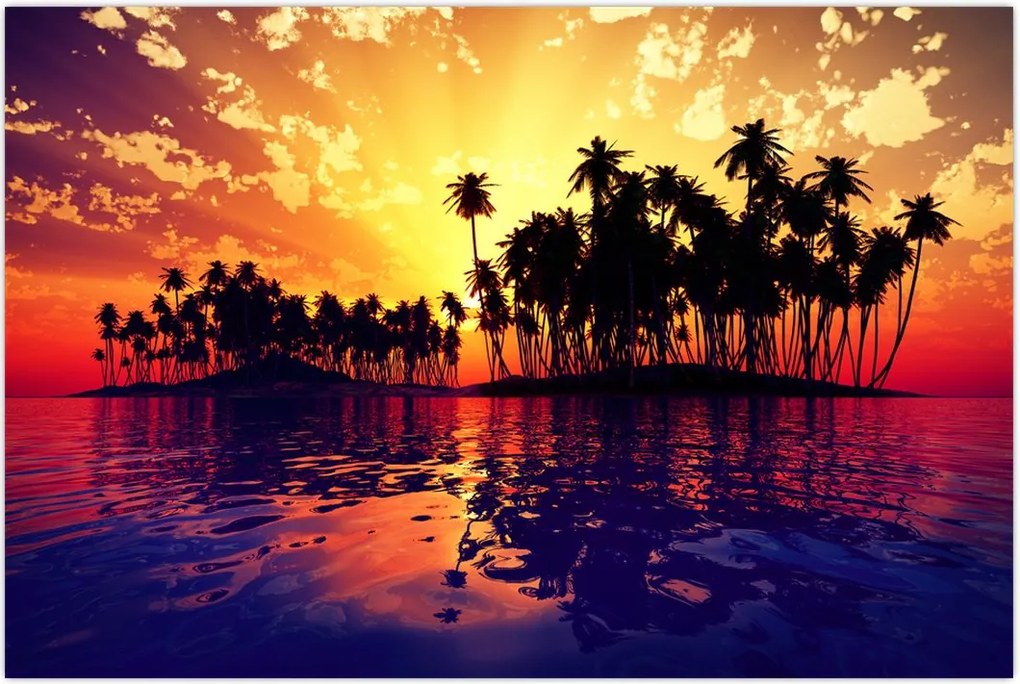 Tablou insulă în apus de soare (90x60 cm)