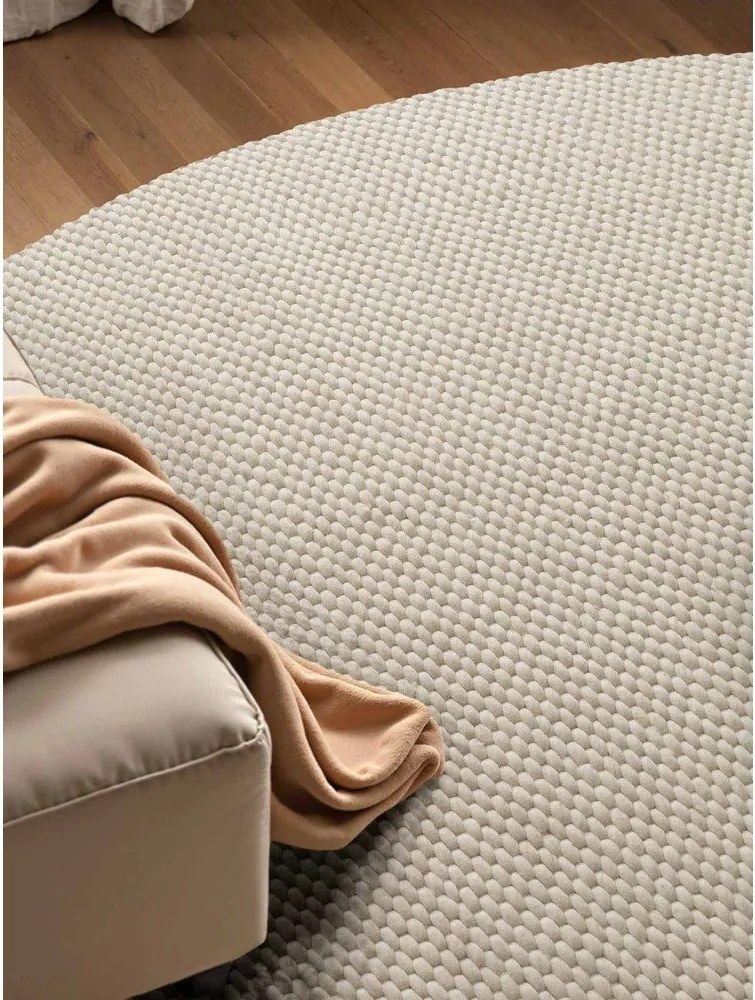 Covor crem țesut manual rotund din lână ø 160 cm Lyon Beans – Elle Decoration