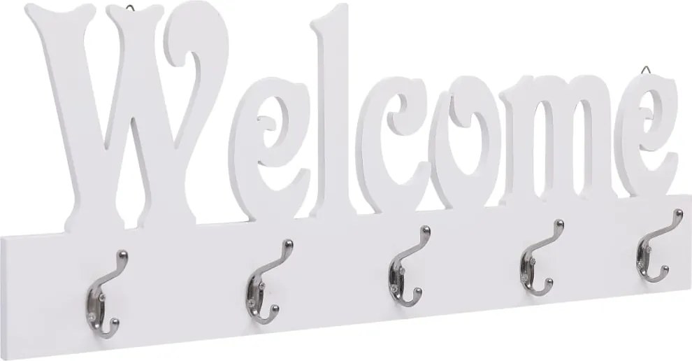 vidaXL Cuier de perete WELCOME, alb, 74 x 29,5 cm