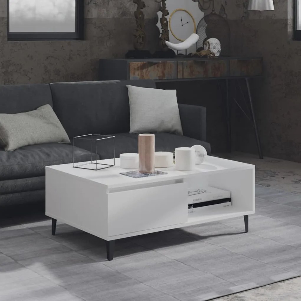 vidaXL Masă de cafea, alb, 90x60x35 cm, lemn prelucrat
