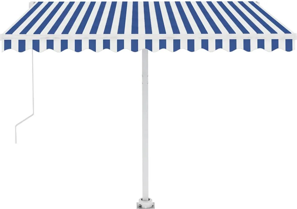 vidaXL Copertină autonomă retractabilă automat albastru&alb 350x250 cm