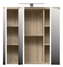 Dulap de baie suspendat cu oglindă VENOM alb/stejar sonoma