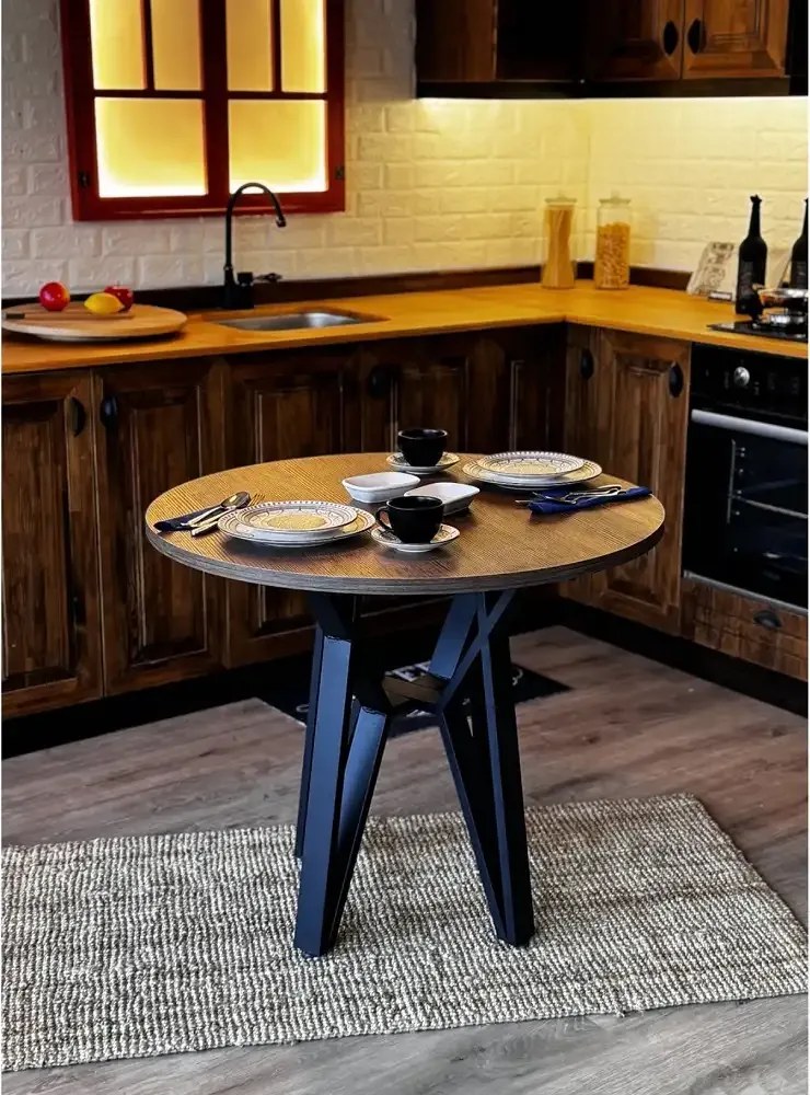 Masa de bucatarie  rotunda nuc negru Ø90 cm