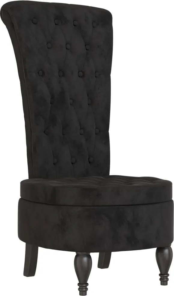 vidaXL Fotoliu cu spătar înalt, negru, catifea, design cu nasturi