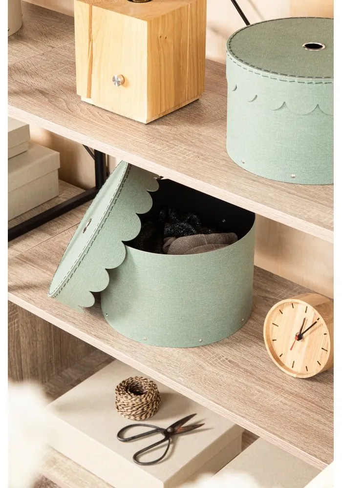 Cutii de depozitare albastru-verde 2 buc. din carton cu capac ø 26x17,5 cm Wilma Canvas Paper Laminate – Bigso