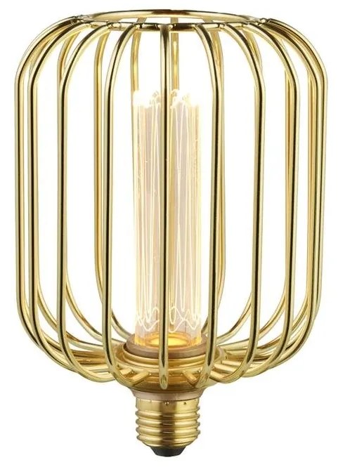 Bec decorativ E27 LED dimabil, metalic Drum Lamp auriu