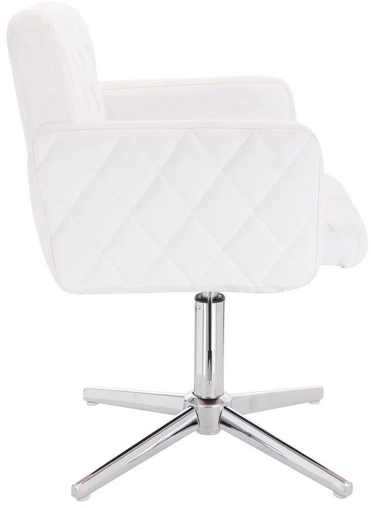 HC802CROSS Scaun Alb din Piele Ecologica cu Bază Cromata