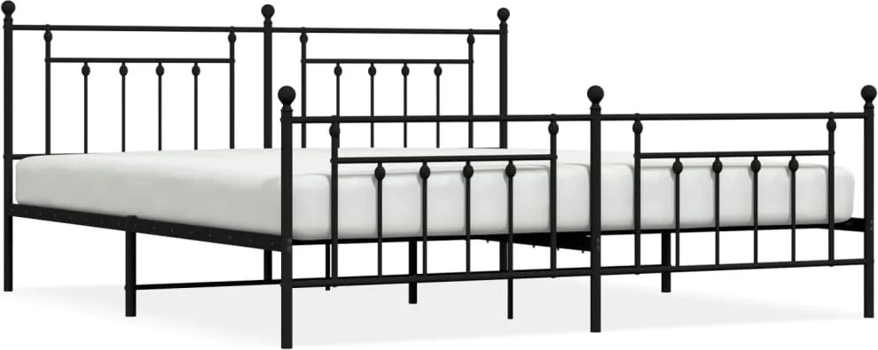 vidaXL Cadru pat metalic cu tăblii de cap/picioare, negru, 200x200 cm