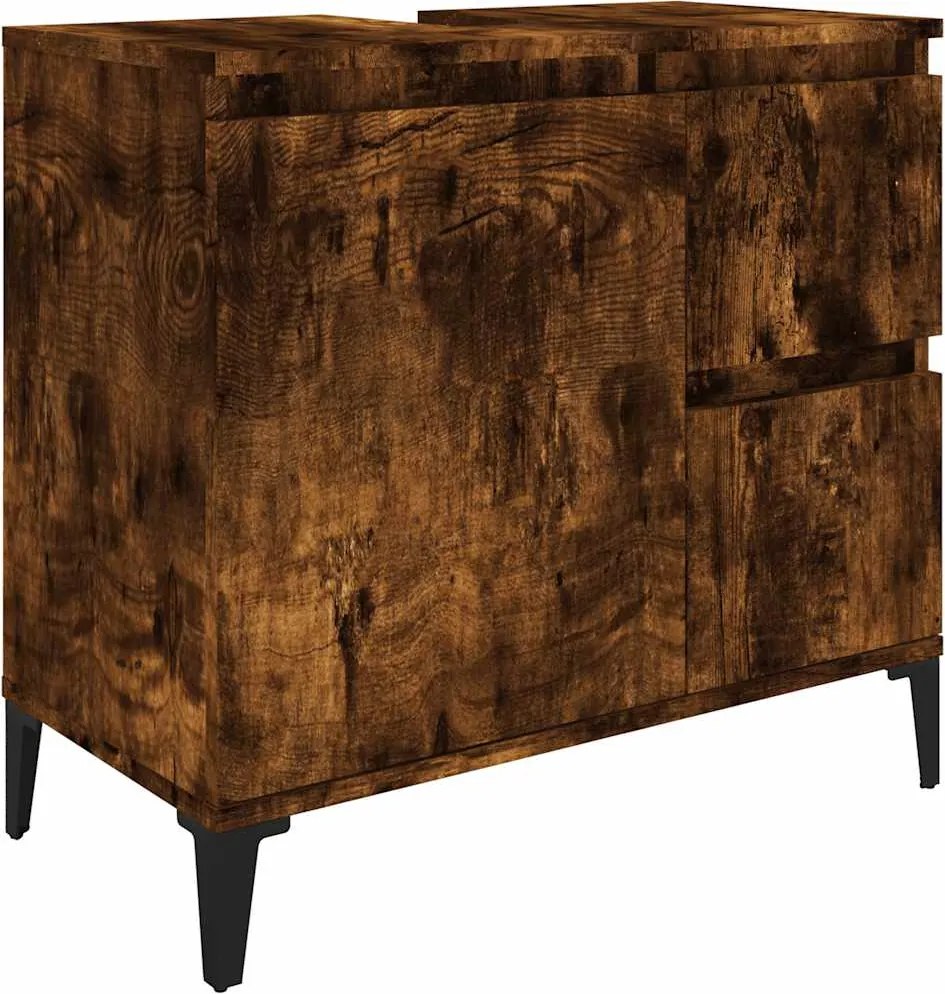 vidaXL Dulap de baie, stejar afumat, 65x33x60 cm, lemn prelucrat