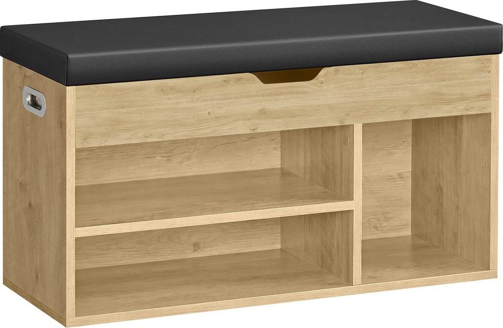 Suport incaltaminte cu banca si sezut negru din piele ecologica TAYLOR ARTISAN 80x30x44 cm