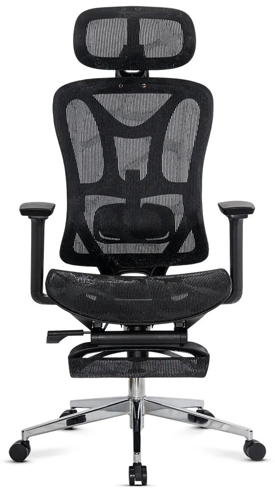 Scaun ergonomic de birou negru din mesh cu suport pentru picioare și tetieră ajustabilă SYYT 9519